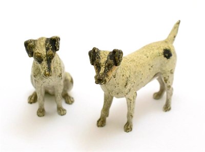 Lot 393 - Two cold painted bronze figures modelled as terrier dogs