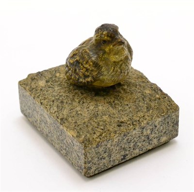 Lot 402 - An Austrian cold painted bronze in the form of a small bird upon a granite base, base 8.5cm wide