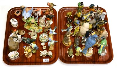 Lot 416 - A collection of ceramic birds, snuff boxes etc, including Copenhagen owl, Goebel examples, a...