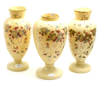 Lot 419 - Three Victorian enamelled glass vases