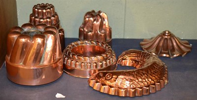 Lot 426 - Six copper jelly moulds