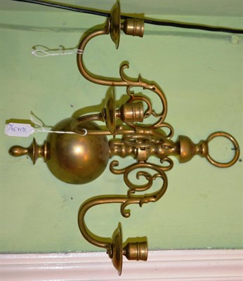 Lot 433 - Dutch brass wall light with three branches