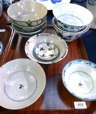 Lot 458 - Ten various Chinese provincial porcelain bowls, 18th/19th century, with underglaze blue decoration