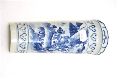 Lot 490 - A Chinese porcelain wall pocket, late 18th/early 19th century, of semi-cylindrical form with...