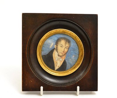 Lot 494 - A miniature of a gentleman, in a wooden frame