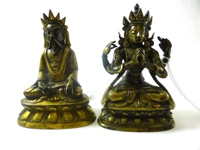 Lot 583 - A bronze figure of Shadakshati, probably late 18th century, Tibetan and a 19th century Nepalese...