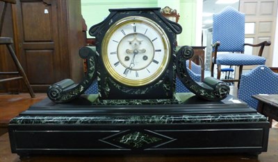 Lot 591 - A black slate and marble striking mantel clock, signed Hry Marc, Paris, circa 1870, 5-1/2-inch...