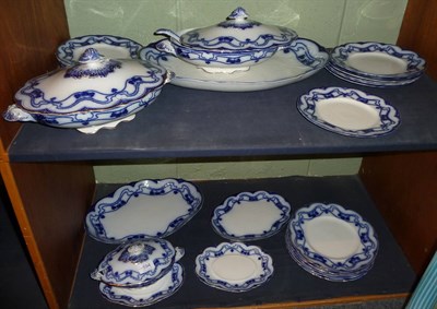 Lot 594 - A 19th century Wood & Son blue and white dinner service