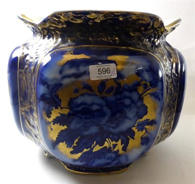 Lot 596 - A Victorian flow blue jardiniere and a late 19th century Stratford pattern water jug and basin