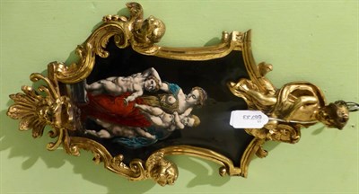 Lot 603 - Late 19th century ormolu mounted Limoges enamel wall plaque painted with Charity