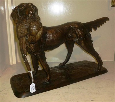 Lot 617 - After P.J Mene, a large bronze model of a gun dog and his game, signed