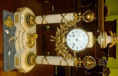 Lot 642 - Alabaster clock with gilt metal mounts