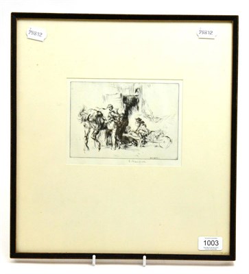 Lot 1003 - Edmund Blampied RE (1886-1966) ";Resting";, signed in pencil, etching, 11.5cm by 16.5cm