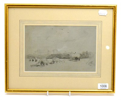 Lot 1006 - Attributed to Peter de Wint OWS (1784-1849) ";Haymaking near Windsor";, pencil heightened with...