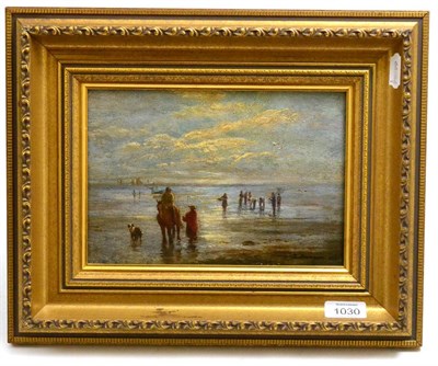Lot 1030 - Attributed to Edward Duncan RWS (1803-1882) Mussel gatherers at sunset, indistinctly inscribed...