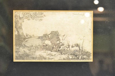Lot 1034 - After Thomas Gainsborough RA (1727 -1788) Cattle in a landscape, soft ground etching and...