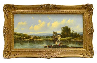 Lot 1037 - Alfred G Vickers (19th century) Two figures fishing in a landscape before ruins, signed verso,...