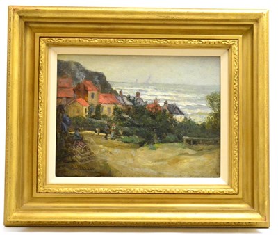 Lot 1039 - James Watson (1851-1936) Runswick Bay, signed, oil on canvas board, 21.5cm by 28.5cm