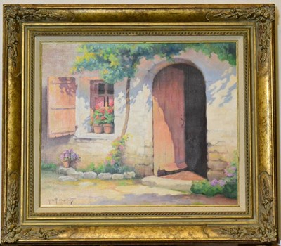 Lot 1043 - Robert Challioux (1913-2006) ";The Open Door";, signed, oil on canvas, 36.5cm by 44.5cm...