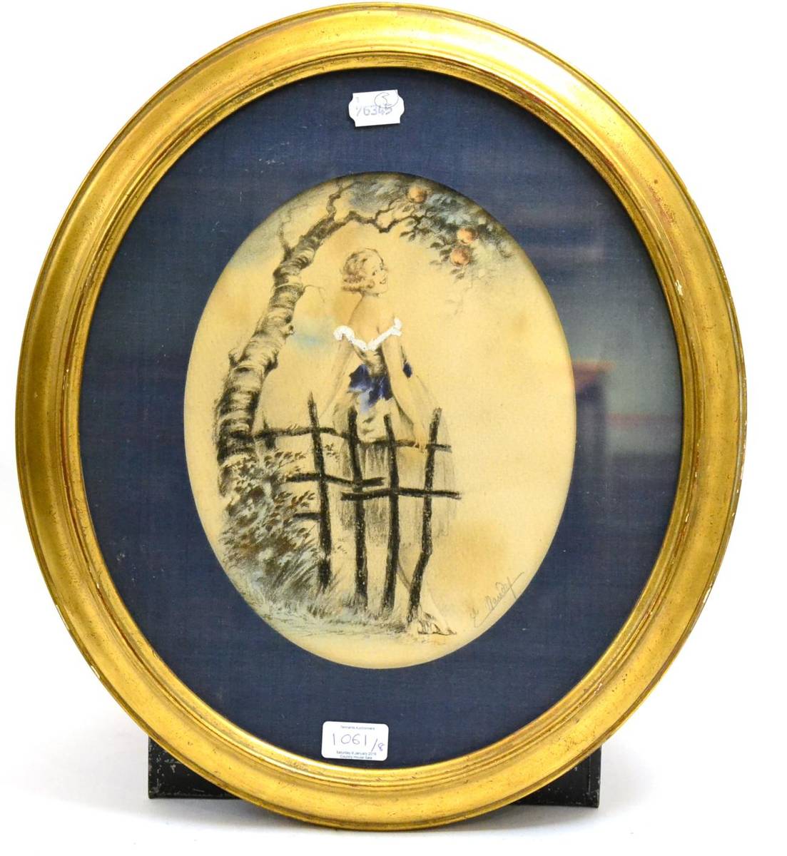 Lot 1061 - Jean Hardy (19th/20th century) A fashionable lady wearing a broad brimmed hat in a garden...