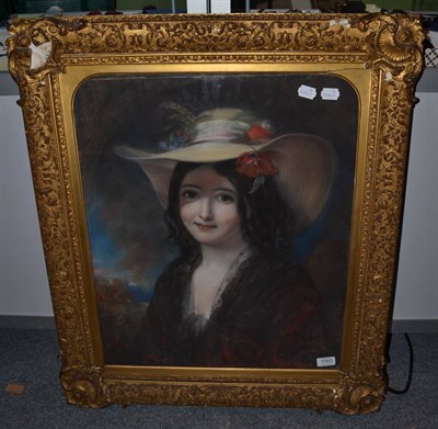 Lot 1065 - Alfred Taylor (19th century) A head and shoulders portrait of a young lady wearing a red shawl...