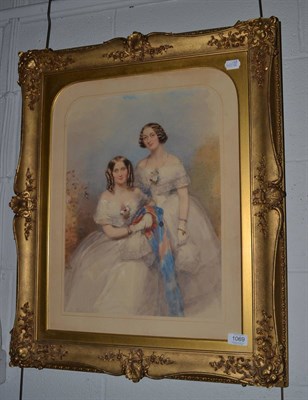 Lot 1069 - François Theodore Rochard (1798-1858) Double portrait of two elegant young women, signed,...