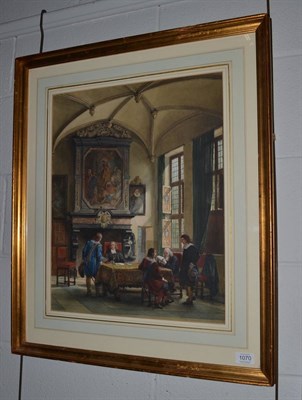 Lot 1070 - Louis Haghe (19th century) The Ambassadors, signed and dated 1875, watercolour heightened with...