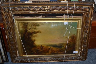 Lot 1071 - Attributed to Thomas Kent Pelham (19th century) Figures gathering in the harvest, indistinctly...