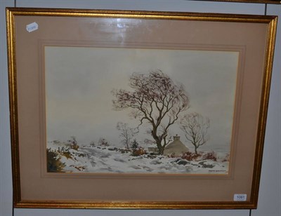 Lot 1081 - Frank Egginton (1908-1990) ";Snow scene, Co. Donegal";, signed, with extensively inscribed...