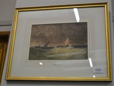 Lot 1091 - Attributed to Anthony Vandyke Copley Fielding POWS (1787-1855) Shipping in rough seas, signed,...