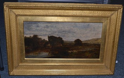 Lot 1106 - W H Allen (19th century) River Landscape, signed and dated 1869, oil on canvas, 30cm by 59.5cm