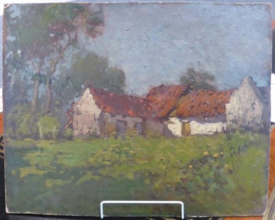 Lot 1120 - William Lee-Hankey RWS, RI, RE (1869-1952) ";A French homestead";, signed and inscribed verso,...