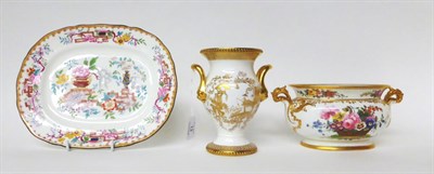 Lot 13 - * A Spode twin-handled baluster vase, gilt with chinoiserie; a Copelands twin-handled bowl...