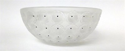 Lot 23 - * A Lalique Nemours glass flower moulded bowl, unmarked, 26cm