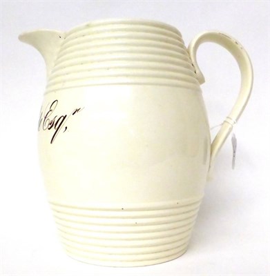 Lot 41 - * A creamware jug inscribed ";John George Pole Esq 1829";, 26cm high