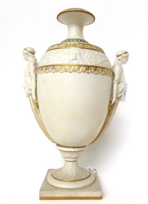 Lot 49 - * A Victorian parian urn shaped vase with caryatid handles, 35.5cm high