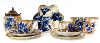 Lot 72 - * A Royal Doulton Flow Blue trio; a similar cup and saucer; a tea plate; a teapot stand; a slop...