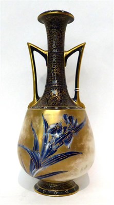 Lot 74 - * A Doulton Burslem Flow Blue twin-handled vase of Persian form, 38cm high