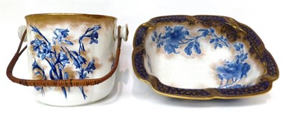 Lot 79 - * A Royal Doulton Flow Blue rectangular basin, 42.5cm wide; and a similar water pail, 25cm high