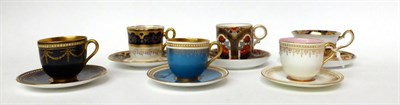 Lot 100 - * A Royal Worcester blue ground coffee cup and saucer with beaded edge; a similar cup and...