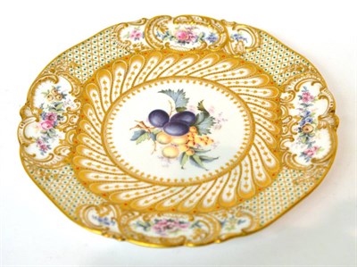 Lot 167 - * A Copeland China cabinet plate decorated with flowers around a central panel of fruit, 23cm...