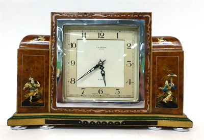 Lot 180 - * A chinoiserie mantel timepiece, retailed by J.W.Benson, London, circa 1920, silvered dial...