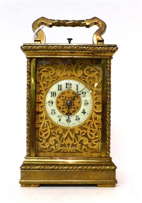 Lot 182 - * A brass striking and repeating carriage clock, retailed by Lund, Cornhill, London, circa...