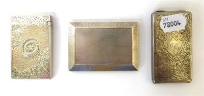 Lot 220 - * A silver card case, a silver cigarette case and an aide memoire