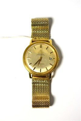 Lot 236 - An 18ct gold automatic calendar centre seconds wristwatch, signed Omega, Chronometer,...