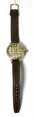 Lot 263 - A first world war period silver wristwatch, 1915, lever movement, enamel dial with Arabic numerals