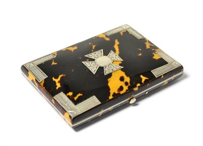 Lot 288 - A silver mounted tortoiseshell card case