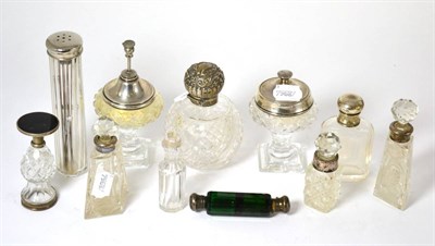 Lot 296 - A collection of silver topped dressing table jars etc