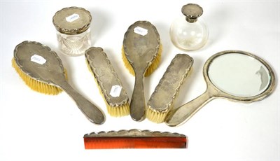 Lot 301 - Eight piece silver dressing set