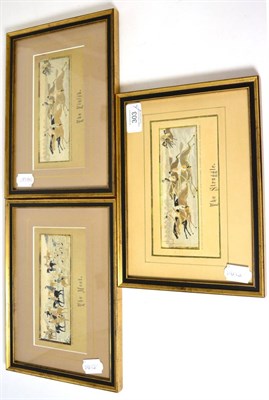 Lot 303 - Three stevengraphs depicting equine hunting scenes